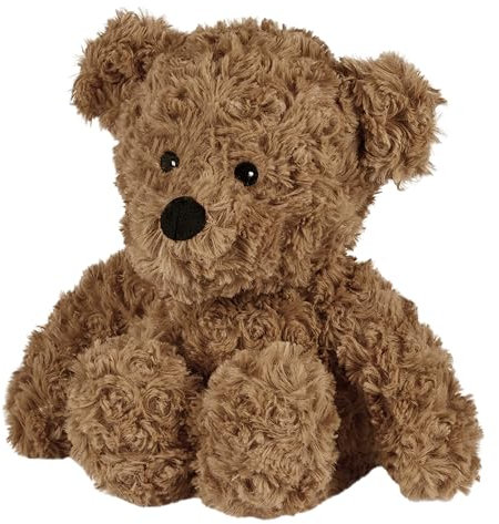 Warmies Orsetto Riccio Marrone Borsa di Grano Microonde, Orsacchiotto ponderato con profumo di lavanda francese essiccata, Peluche caldo o freddo, Cuscinetto termico riscaldabile Taglia Junior