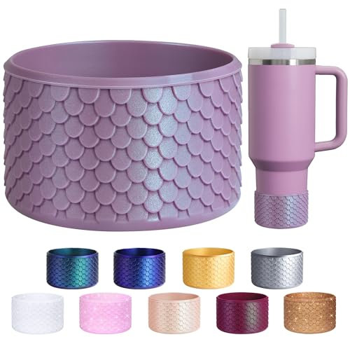 Vmini Mermaid Silicone Boot for Stanley Cup 40/30/20 oz, Made for HydroJug Traveler 32/40 oz & Owala Tumbler 40 oz, Bottom Protector for Stanley Cup Accessories 40oz 30oz, Purple