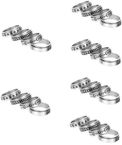 LIFKOME 24 Stk Drehe Den Beziehungsring Bandringe Verlobungsringe Zappelringe Sterne Mondringe Vintage- Drehbare Ringe Partyring Ringe Aus Titanstahl Ringe Stahl