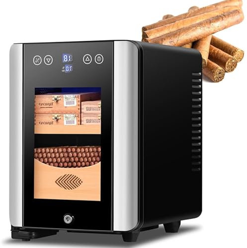 ZHIXUMM Humidor Aus Zedernholz, 8 L Zigarrenaufbewahrung, Mit Digitalem Hygrometer, Schubladen, Luftbefeuchtern, Elektronischer Zigarrenschrank Mit Temperaturregelung, KapazitäT FüR 100 Zigarren
