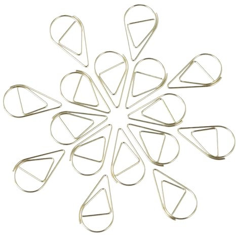 Lot de 200 Créatifs Trombones pour Bureau, Trombones Fantaisie, Petits Trombones Dorés en Forme de goutte, Pince Trombone or pour Livre, Note, Papier, Affiche, Mariage, Cartes Postales