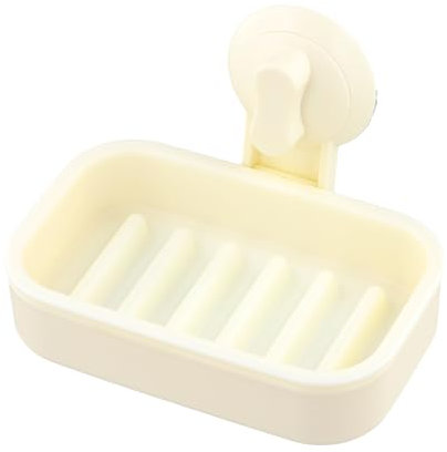 Dewocke Portasapone da Muro, Porta Saponetta a Ventosa Senza Trapano, Portasapone Rimovibile con Drenaggio, per Doccia, Bagno, Vasca e Lavello Della Cucina (Beige)