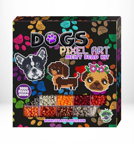 Splat Planet Dog Pixel Art Melty Bead kit Fuse Beads for Kids Craft Art kit (Dogs)