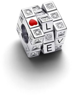 TCZNAF Amour Cube Charme Femmes Pearl Charm Compatible pour Européen Bracelets Cadeaux de bijoux de Jour de la mère Jour de la Saint-Valentin