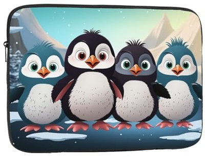 Five Cute Penguins Laptop-Tasche, 38,1 cm, wasserdicht, stoßfest, Notebook-Tragetasche, leichte Computer-Skin-Tasche