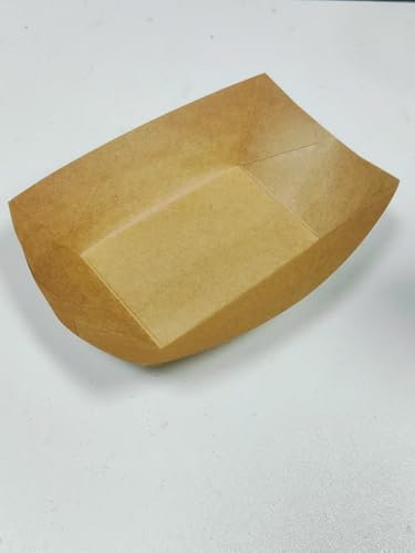 Aoyswuz 50 Piezas Bandejas de Cartón Kraft Revestimiento de Calidad Alimentaria Barco de Papel Desechable Degradable para Snacks Patatas Fritas Ensaladas