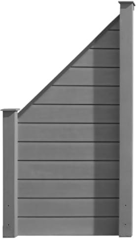 HORI Sichtschutzzaun Schmal & Schräg Element | WPC Gartenzaun | Robuster Lamellenzaun Grau | Langlebiger Sichtschutzzaun für Terrasse & Garten | Modernes Design für mehr Privatsphäre Farbe Grau
