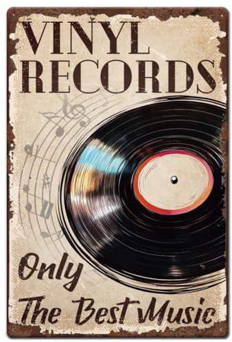 SUPERDANT Vinyl Records Metal Signs Musical Theme Tin Signs Only The Best Music Wall Plaques Iron Wall Art for Bar Man Cave Club Living Room Bedroom Music Room Vintage Decor