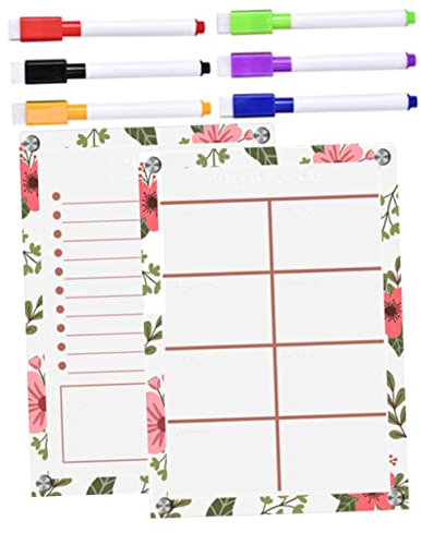 NUOBESTY Magnetische Acryl Trockenlöschtafel A4 A4 Mit Blumen Druck Wiederbeschreibbare Planungstafel Für Kühlschrank Inklusive 6 Whiteboard Stifte Magnetisch Haftend Für Büro Und Haushalt