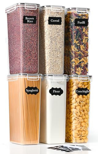 GoMaihe 6er Set 2,8L Vorratsdosen: Vorratsbehälter mit Deckel für Spaghetti Aufbewahrung | Luftdichte Aufbewahrungbox Küche von Müsli, Mehl, Nudeln und Zucker | BPA-FREI | Spülmaschinenfest