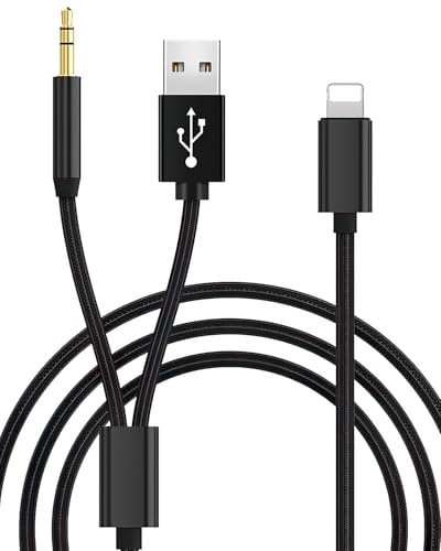 Aux Cable for iPhone in Car 2 in 1 Apple USB to 3.5mm Aux Cord and Charger Music Audio Lead with Charging Adapter for iPhone 14/14 Pro/14Pro Max/13/13 Pro/12/11/XR/X/8 for Stereo/Headphones/Speaker