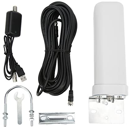 Antenna Omnidirezionale Esterno TV 25DBI Alta Potenza HD 1080p Resistente 'Acqua e alla Polvere con Protezione IP67 Compatibile con Standard DTMB ATSC T DMB T ISDB T Ideale per Casa Giardino e Uso Est