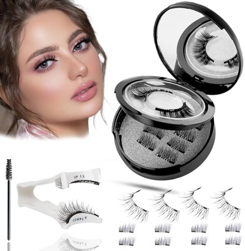 Magnetische Wimpern Natürlich Wimpern mit Langlebiger Magnet Künstliche Wimpern Extensions Magnetisch Mmagnet Wimpern ohne Eyeliner Magnetwimpern mit Zange Magnetic Lashes Natural Look Make-up