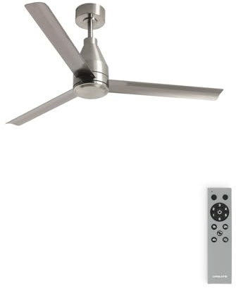 CREATE / WIND STEEL/Deckenventilator Silber / 40W, Silent, 6 Geschwindigkeiten, breiter Luftstrom, Ø132cm, programmierbar, Sommer-Winterbetrieb