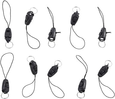 Nlinlin 10 Pcs Black Detachable Buckle Mobile Phone Accessories Pendant Buckle Small Sling Anti-Lost Lanyard Cords Hanging Head Keychains Hooks Badge Holder Car Keychain