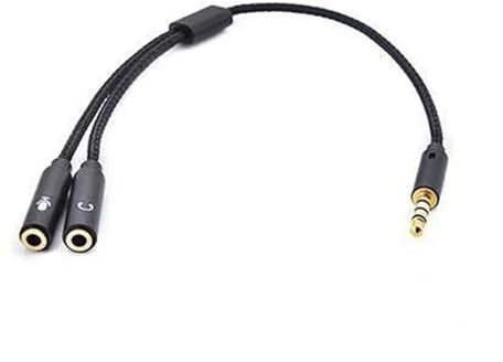 Morain Headphone Microphone Splitter 3.5mm 2 Female To 1 Male Microphone Splitter Extension Cable Headsets Adapter Cable Braided For Laptop Gaming Headsets Y Splitter Cable