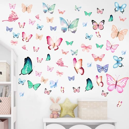 MUNTE 3 Stück Leuchtende Wandtattoo Schmetterlinge, Schmetterling Sticker | Leuchtende Wandaufkleber Kinderzimmer 30 x 19,5 cm, PVC-Material, für Kinderzimmer, Schlafzimmer, Badezimmer