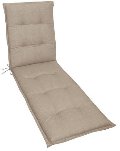 Gardissimo Liegenauflage Premium Natur, Auflage für Gartenliege Polster Sonnenliege Strandliege Made in EU mit Eckbänder & Einstellband, 195 x 60 x 8 cm, Baumwollmischgewebe, Schaumfüllung