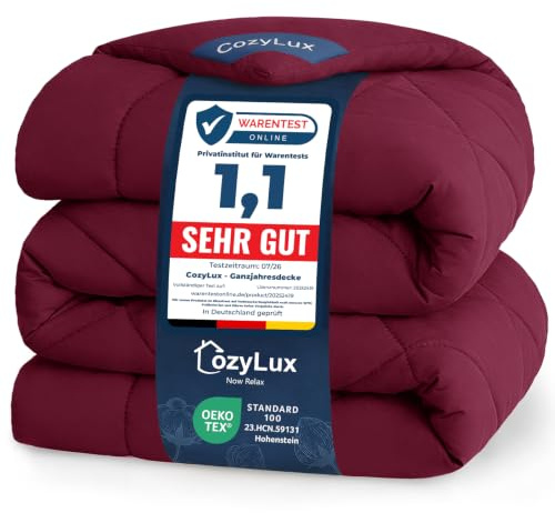 CozyLux Bettdecke 155x220 cm Burgunderrot für 4 Jahreszeiten | Bettdecke ohne Bezug Mikrofaser, Füllung 300 g/m², OEKO-TEX 100, Steppdecke mit 4 Eckschlaufen, Maschinenwaschbar