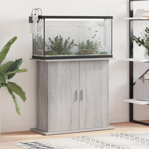 Mokuyary Aquariumständer Grau Sonoma 81x36x73 cm Holzwerkstoff Aquarium Unterschrank mit viel Stauraum,Aquariumschrank