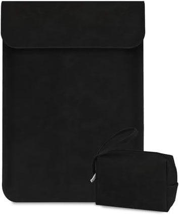 MaEiol 15-16 Pulgadas Funda PC Portatil PU Cuero Ultrafino Ordenador Portátiles con Accesorios Funda, Sleeve Laptop Notebook Computer para MacBook HP DELL Lenovo Acer Surface ASUS, Negro
