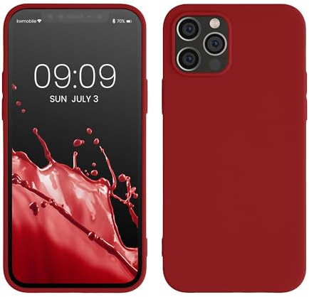 kwmobile Hülle für Apple iPhone 12 / iPhone 12 Pro TPU Case - Handyhülle unterstützt kabelloses Laden, Flexible Schutzhülle, gummiertes Cover in Rhabarber Rot