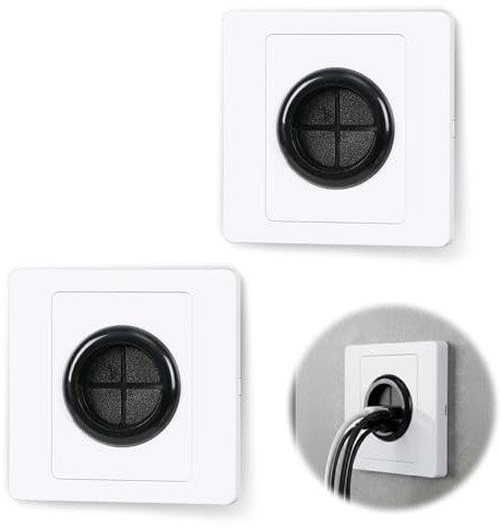 ACKKOR Lot de 2 Passe-Câbles Muraux, Gestion des Câbles pour TV et Bureau, Cache-Prises et Organisation des Fils