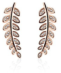 beyoutifulthings 1 Paar Ohrklemmen OLIVEN-BLÄTTER 21 x 3mm Set Ohringe Ohr-ringe Ohr-clip Ohr-stecker Chirurgenstahl Zirkonia Silber Gold Roségold