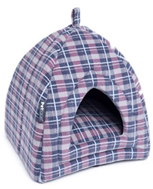 Petface Window Pane Check Igloo Bed for Cats, Dove Grey (Pack of 1)
