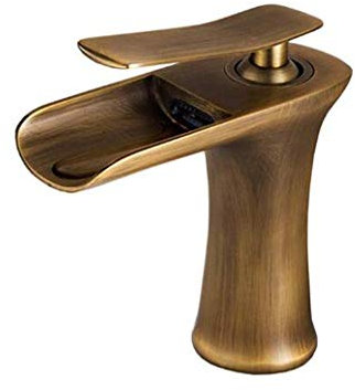 Rubinetto bagno a cascata,Lavabo Rubinetto a Cascata Miscelatore lavabo Monocomando per Lavabo e Bagno Ottone Ottone antico