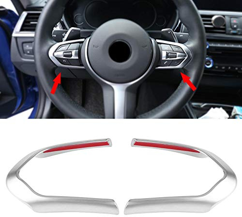 2 Stück Lenkradverkleidung, Keenso selbstklebend, Lenkrad-Abdeckung, Dekoration, Lenkradrahmen (verchromt)