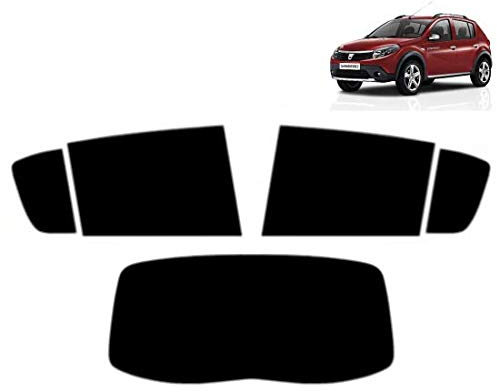 Passgenaue Tönungsfolie für-Dacia Sandero Stepway 5-Türen 2008-2012 Heck/Seitenscheiben (05% Tiefschwarz)