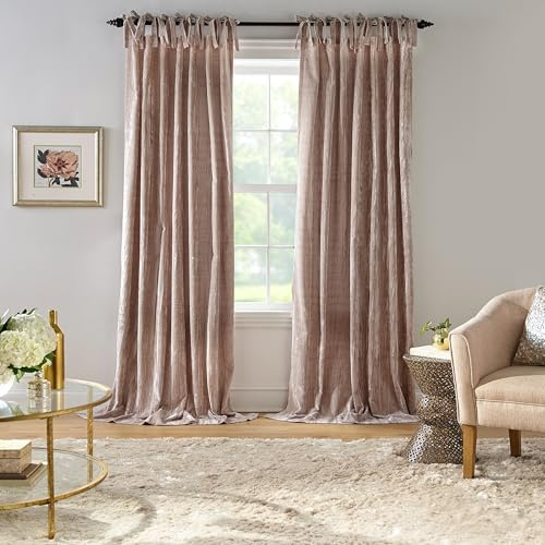 Elrene Home Fashions Korena Raffvorhang, Knautschsamt, rustikaler Stil, für Wohnzimmer oder Schlafzimmer, 52 x 84 cm, Taupe, 1 Vorhang