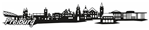 Samunshi® Freiburg Skyline Wandtattoo Sticker Aufkleber Wandaufkleber City Gedruckt Freiburg 120x22cm schwarz
