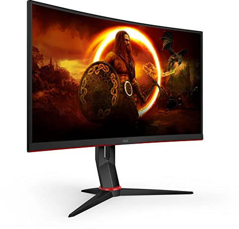AOC Gaming C27G2U - 27 Zoll FHD Curved Monitor, 165 Hz, 1ms, Freesync Premium (1920x1080, HDMI, DispalyPort, USB Hub) schwarz/rot