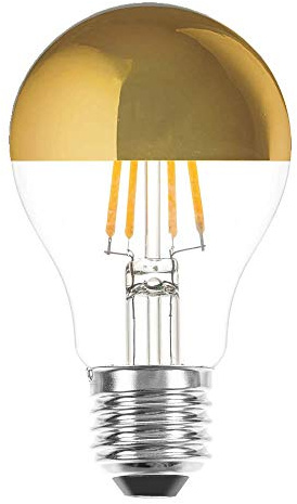 NCC-Licht LED Kopfspiegellampe A60 Birne E27 6,5W warmweiß 2700K | LED Leuchtmittel mit Kopfspiegel Gold ersetzt 60W Glühlampe mit E27-Sockel, ideal für Schminktisch Spiegel und Deko