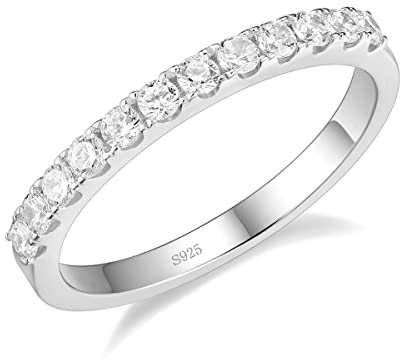 EAMTI Ehering für Damen, 925er Sterlingsilber, mit Zirkonia, stapelbar, Größe 3-13, Metall, Zirkonia, Metall, Zirkonia