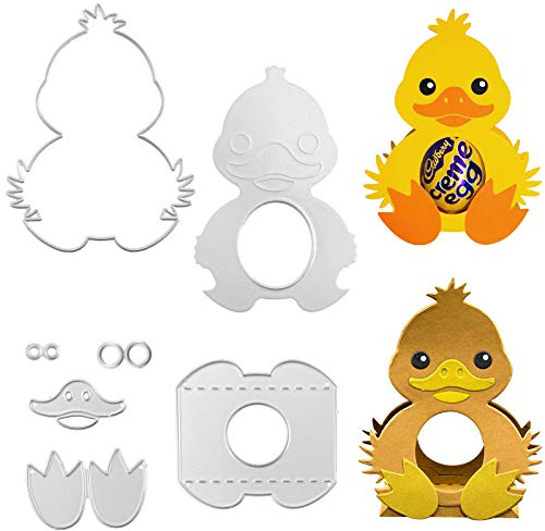 OOTSR Stanzschablone Ostern, Stanzschablonen Silber, Metall Prägeschablonen Stanzformen Schneiden Schablonen Cutting Dies für DIY Scrapbooking Karten Handwerk(Ente)