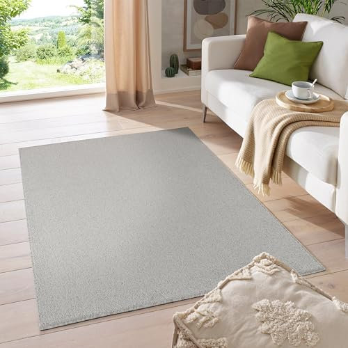 HomebyHome Kurzflor Teppich Wohnzimmer 300x400 (280 x 370 cm) Creme - Modern Gabbeh-Look Teppich Extra Weich, Pflegeleicht und Langlebig - Ideal für Schlafzimmer, Küche und Esszimmer