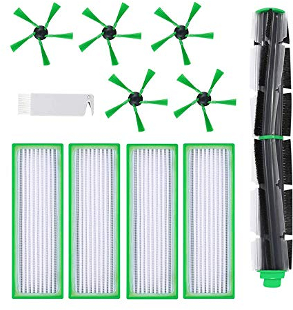Grevis Filter Ersatzteile 1 Rundbürste 5 Seitenbürsten 4 Filter geeignet für Vorwerk VR200 und 1 Stück Kleine Bürste für Vorwerk VR200