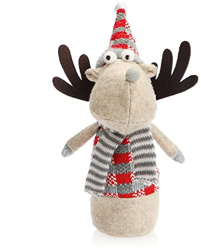com-four® Elchfigur für die Weihnachtsdeko, winterliche Rentier-Figur als schwedische Dekoartikel, niedlicher Kantenhocker als Raumschmuck oder Geschenk (1 Stück - rot)