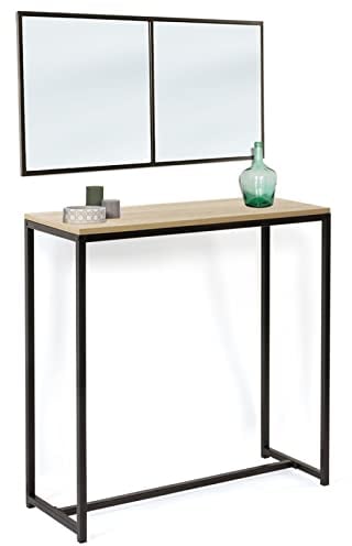 IDMarket - Lot Console Detroit avec Miroir 2 Bandes Design Industriel
