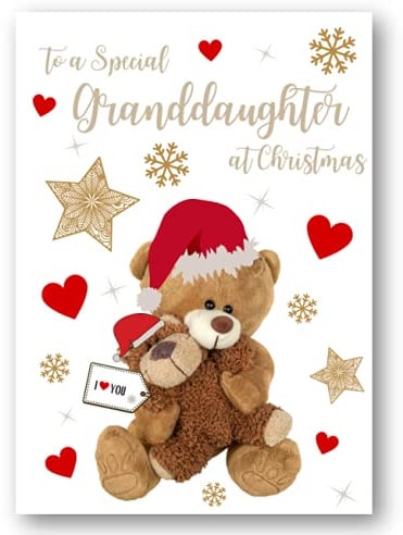 Second Ave Weihnachtskarte für Enkelin, Bär, Herz, Weihnachten
