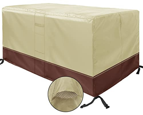 MEEYI Schutzhülle Gartentischabdeckung Möbelsets 270x180x89cm, Terrassenmöbel Abdeckung Atmungsaktiv Sofa Abdeckung Wasserdicht für Gartenmöbel Balkonmöbel, Beige und Kaffee