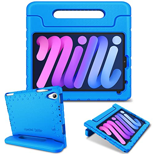 Fintie Kids Case for iPad Mini 7 (A17 Pro, 7th Generation) 2024 / iPad Mini 6 (6th Gen) 8.3 inch - Lightweight Shockproof [Kids Friendly] Handle Stand Case, with Pencil Holder, Blue