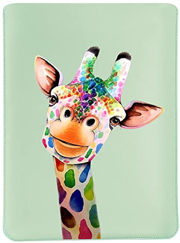 MAYCARI Cute Giraffe Laptop Sleeve Bag 12-13 inch, Slim Light Weight Fuax Leather Protective Computer Cover Compatible with iPad 12.9 MacBook Pro 13(2016-2020) MacBook Air 13(2018-2020)