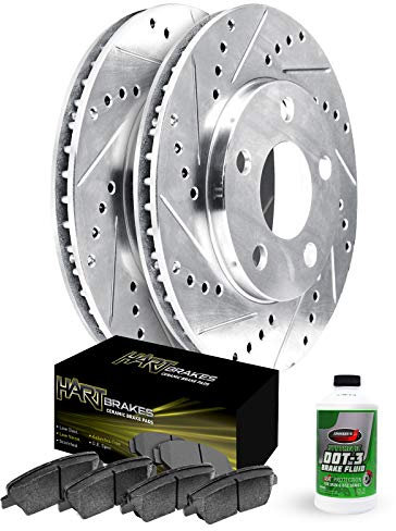 Hart Brakes Front Brakes and Rotors Kit |Front Brake Pads| Brake Rotors and Pads| Ceramic Brake Pads and Rotors |fits 2015-2018 Hyundai Grand i10