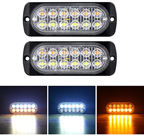RIGIDON 2 Pezzis 12 LED Lampada di Emergenza Strobo Barra Led, 4.3 Pollice 12V 24V Faretti Fendinebbia Per Off road Auto Fuoristrada Camion SUV UTE ATV Barca 4x4 Veicoli, Bianca Ambra Impermeabile