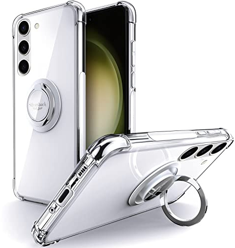 Silverback für Samsung Galaxy S23 Hülle, Handyhülle Samsung S23 mit 360° Ring Halter Schutzhülle TPU Cover Stoßfester Stoßfänger Weiche Dünn für Samsung Galaxy S23 Case - Transparent