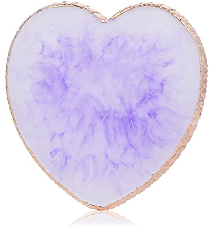 Sibba Tavolozza per nail art in resina tavolozza mescolare le unghie smalto colore piastra di miscelazione bordo dorato supporto display a forma cuore strumenti cosmetici (blu)